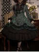 Gothic Style Elegant Retro Stand Collar Stripe Contrasting Color Slim Fit Gothic Lolita Long Sleeve Dress