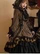 Gothic Style Elegant Retro Stand Collar Stripe Contrasting Color Slim Fit Gothic Lolita Long Sleeve Dress