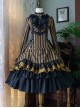 Gothic Style Elegant Retro Stand Collar Stripe Contrasting Color Slim Fit Gothic Lolita Long Sleeve Dress