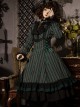 Gothic Style Elegant Retro Stand Collar Stripe Contrasting Color Slim Fit Gothic Lolita Long Sleeve Dress