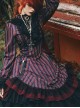 Gothic Style Elegant Retro Stand Collar Stripe Contrasting Color Slim Fit Gothic Lolita Long Sleeve Dress