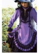 Gothic Style Pure Color Retro Elegant Stand Collar Striped Gothic Lolita Slim Fit Long Sleeve Dress