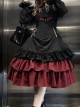 Gothic Style Pure Color Retro Elegant Stand Collar Striped Gothic Lolita Slim Fit Long Sleeve Dress