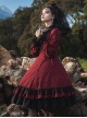 Gothic Style Pure Color Retro Elegant Stand Collar Striped Gothic Lolita Slim Fit Long Sleeve Dress