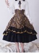 Simple Daily Retro Striped Color Contrast Elegant High Waist Gothic Lolita Skirt