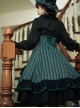 Simple Daily Retro Striped Color Contrast Elegant High Waist Gothic Lolita Skirt