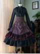 Simple Daily Retro Striped Color Contrast Elegant High Waist Gothic Lolita Skirt