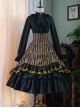 Simple Daily Retro Striped Color Contrast Elegant High Waist Gothic Lolita Skirt