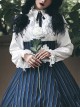 Pure Color Striped Retro Elegant Lace Stand Collar Gothic Lolita Long Sleeve Shirt