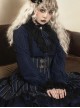 Pure Color Striped Retro Elegant Lace Stand Collar Gothic Lolita Long Sleeve Shirt