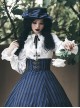 Pure Color Striped Retro Elegant Lace Stand Collar Gothic Lolita Long Sleeve Shirt