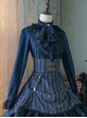 Pure Color Striped Retro Elegant Lace Stand Collar Gothic Lolita Long Sleeve Shirt