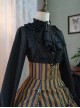 Pure Color Striped Retro Elegant Lace Stand Collar Gothic Lolita Long Sleeve Shirt