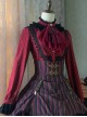 Pure Color Striped Retro Elegant Lace Stand Collar Gothic Lolita Long Sleeve Shirt