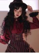 Pure Color Striped Retro Elegant Lace Stand Collar Gothic Lolita Long Sleeve Shirt