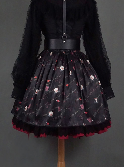 Clown Print Lace-Up Halloween Sweet Cool Girl Gothic Lolita Skirt