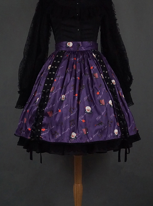 Clown Print Lace-Up Halloween Sweet Cool Girl Gothic Lolita Skirt