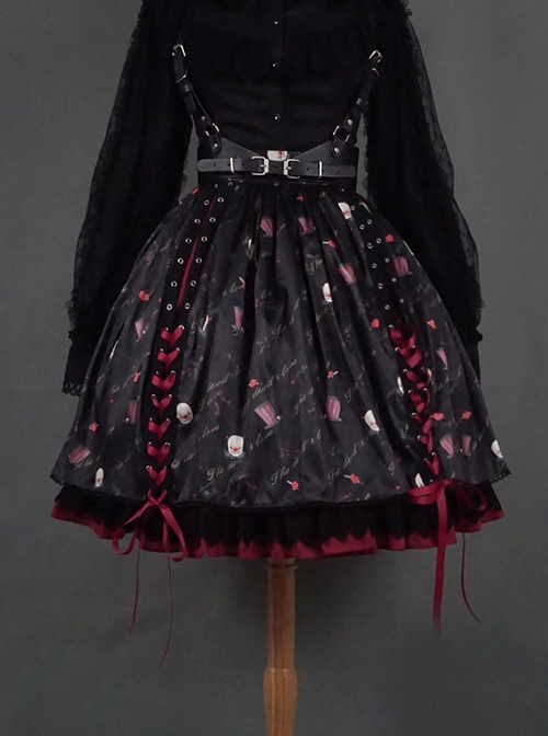 Clown Print Lace-Up Halloween Sweet Cool Girl Gothic Lolita Skirt