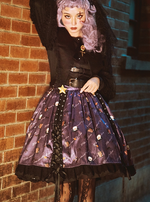 Clown Print Lace-Up Halloween Sweet Cool Girl Gothic Lolita Skirt