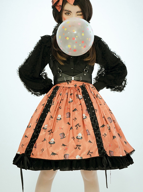 Clown Print Lace-Up Halloween Sweet Cool Girl Gothic Lolita Skirt