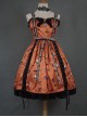 Sweet Cool Girly Halloween Clown Print Spider Web Decoration Lace Gothic Lolita Sleeveless Dress