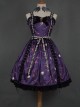 Sweet Cool Girly Halloween Clown Print Spider Web Decoration Lace Gothic Lolita Sleeveless Dress