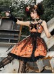 Sweet Cool Girly Halloween Clown Print Spider Web Decoration Lace Gothic Lolita Sleeveless Dress