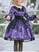 Pure Color Sweet Cool Bat Neck Spider Web Decoration Clown Print Halloween Gothic Lolita Long Sleeve Dress