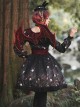 Pure Color Sweet Cool Bat Neck Spider Web Decoration Clown Print Halloween Gothic Lolita Long Sleeve Dress