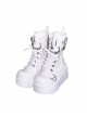Pure Color Round Toe Lace-Up Metal Chain Decoration Martin Boots Punk Lolita Short Boots
