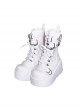 Pure Color Round Toe Lace-Up Metal Chain Decoration Martin Boots Punk Lolita Short Boots