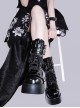 Pure Color Round Toe Lace-Up Metal Chain Decoration Martin Boots Punk Lolita Short Boots