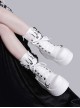 Pure Color Round Toe Lace-Up Metal Chain Decoration Martin Boots Punk Lolita Short Boots