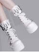 Pure Color Round Toe Lace-Up Metal Chain Decoration Martin Boots Punk Lolita Short Boots