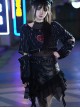 Rebel Sweetheart Series Punk Retro Fashion Zipper Hollow Sleeve Design Irregular Hem Skirt Punk Lolita Black Skirt Set