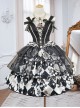 Checkerboard Game Series Lace Lace-Up Corset Checkerboard Print Split Type Black Gothic Lolita Sleeveless Corset Skirt Set