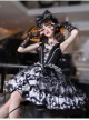 Checkerboard Game Series Lace Lace-Up Corset Checkerboard Print Split Type Black Gothic Lolita Sleeveless Corset Skirt Set