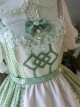 Lucky Day Series Green Plaid Stitching Small Fresh Rabbit Print Cute Girly Sweet Lolita Sleeveless Dress Set