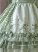 Lucky Day Series Green Plaid Stitching Small Fresh Rabbit Print Cute Girly Sweet Lolita Sleeveless Dress Set