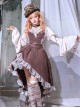 British Punk Style Retro Brown Striped Irregular Hem Skirt Stitching Vest Design Punk Lolita Shirt Skirt Suit