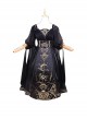 Horus' Nightmare Series Gorgeous Golden Print Black Ancient Egypt Exotic Classic Lolita Sleeveless Dress Set