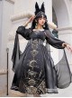 Horus' Nightmare Series Gorgeous Golden Print Black Ancient Egypt Exotic Classic Lolita Sleeveless Dress Set