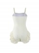 White Sweet Bowknot Decorated Ruffles Simple Slim Fit Sleeveless One-Piece Swimsuit