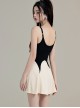 Summer Simple Stitching Conservative All-Match Slim Fit Sleeveless Split Type Swimsuit