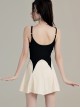 Summer Simple Stitching Conservative All-Match Slim Fit Sleeveless Split Type Swimsuit