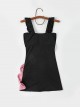 Sexy Slim Fit Hollow Black-Pink Color Contrast Oversized Bowknot Design Sleeveless One-Piece Swimsuit