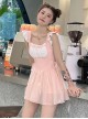 Cute Maid Sexy Square Neck Backless Lace-Up Summer Sleeveless One-Piece Swimsuit