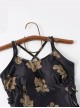 Cute Little Bear Print Simple Black Lace-Up Design Slim Fit Sleeveless One-Piece Swimsuit