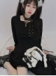 Punk Style Rivet PU Leather White Cute Plush Rabbit Cross Rose Lace Decoration Punk Lolita Shoulder Messenger Bag