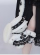 Punk Style Rivet PU Leather White Cute Plush Rabbit Cross Rose Lace Decoration Punk Lolita Shoulder Messenger Bag